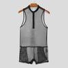 INCERUN Men Sleeveless Hollow See Through Transparent Underwear Jumpsuits Bodysuits