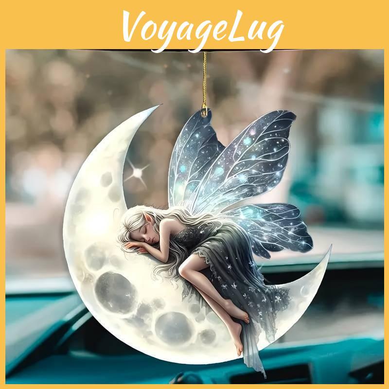 Acrylic Christmas Tree Flat Moon Elf Auto Interior Ornament With Sleek Style For Holiday Decoration