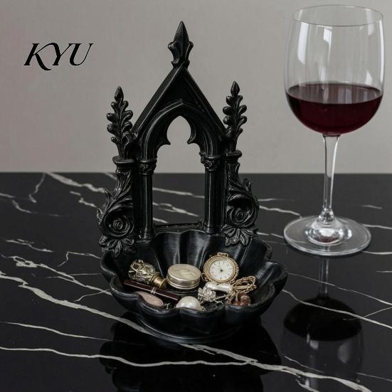 Lolita Room Accessories 3D Printed Gothic Arch Jewelry Tray, Medieval Church Style Trinket Decorative Storage Dish Dish, Vintage Tray for Rings