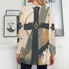 Women Plus Size Round Neck Long Sleeve Red Blue Star Print Loose T Shirt With Pockets