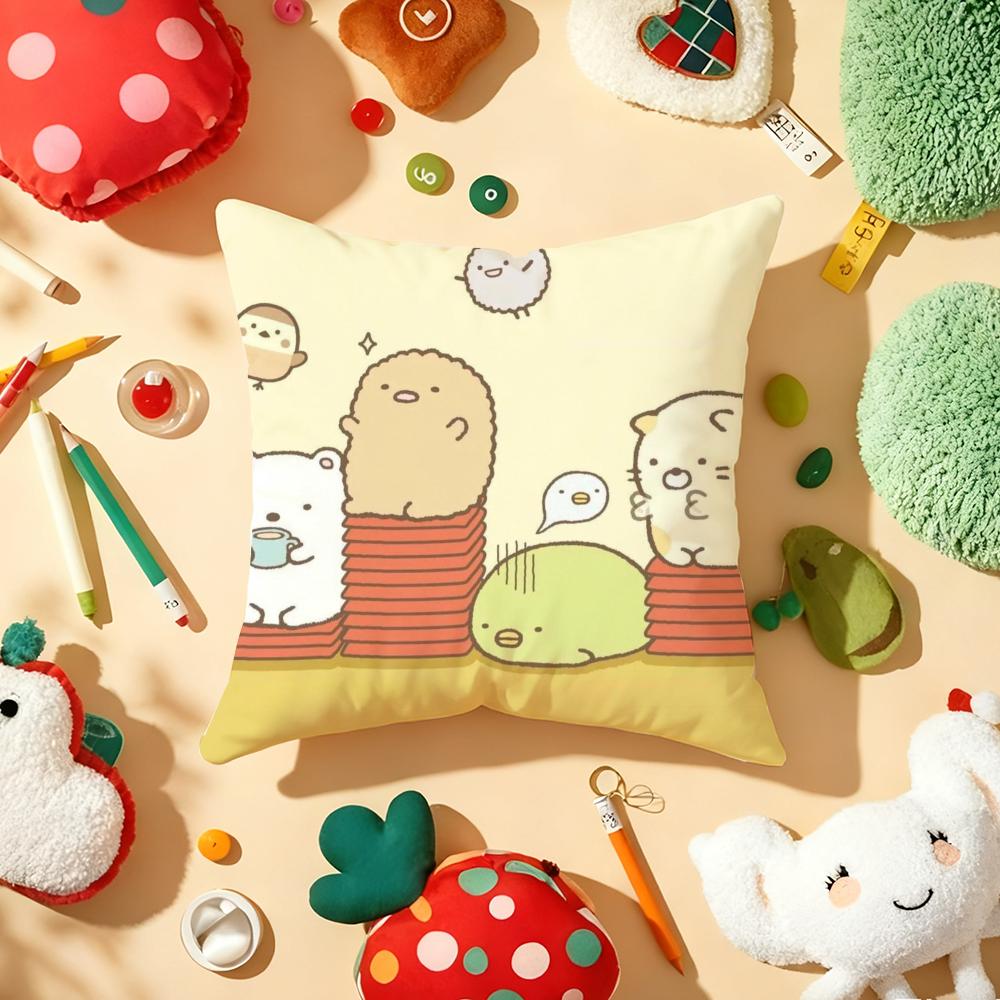 Kissenhülle Plüschstoff Weich Zweiseitig Bedruckt Sofa Warm Winter Zuhause Geschenk Kissenbezug Niedlich S-Sumikko G-Gurashi