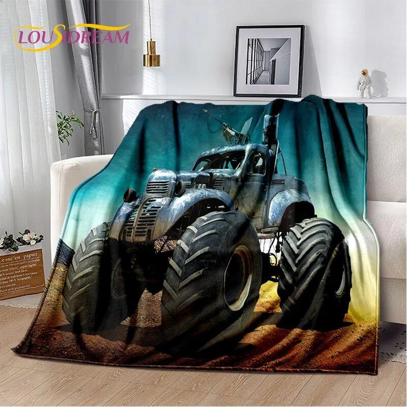 Cartoon Monster Jam 3D Monster Truck Blanket,Soft Throw Blanket for Home Bedroom Bed Sofa Picnic Travel Office Cover Blanket Kid
