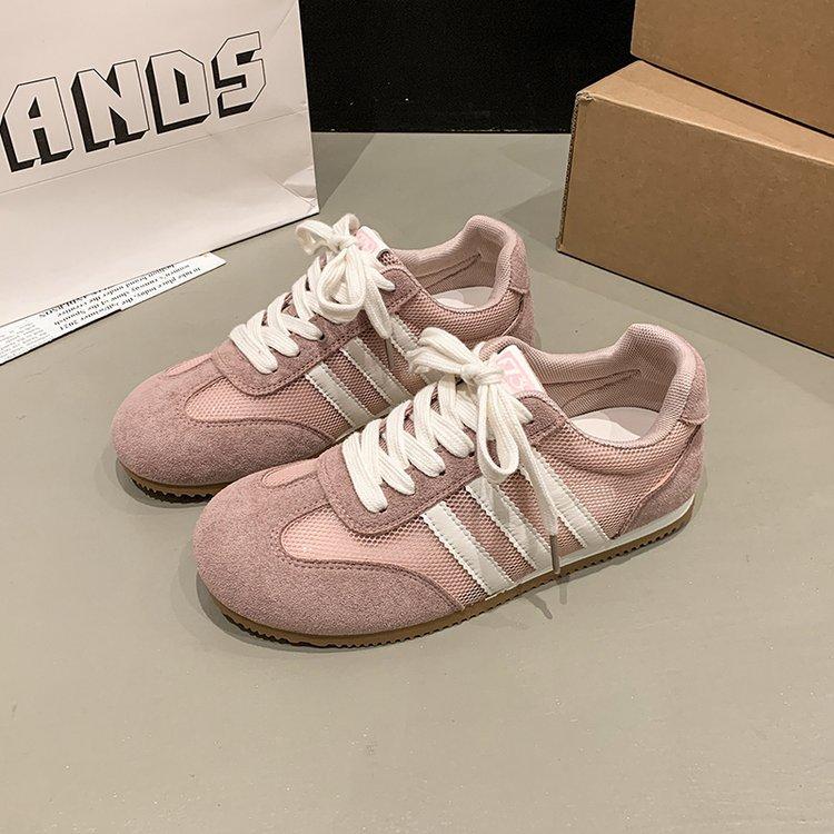 Lightweight and transparent casual women's German training shoes 2025 summer new round head sweet lace-up fashion sports shoes women