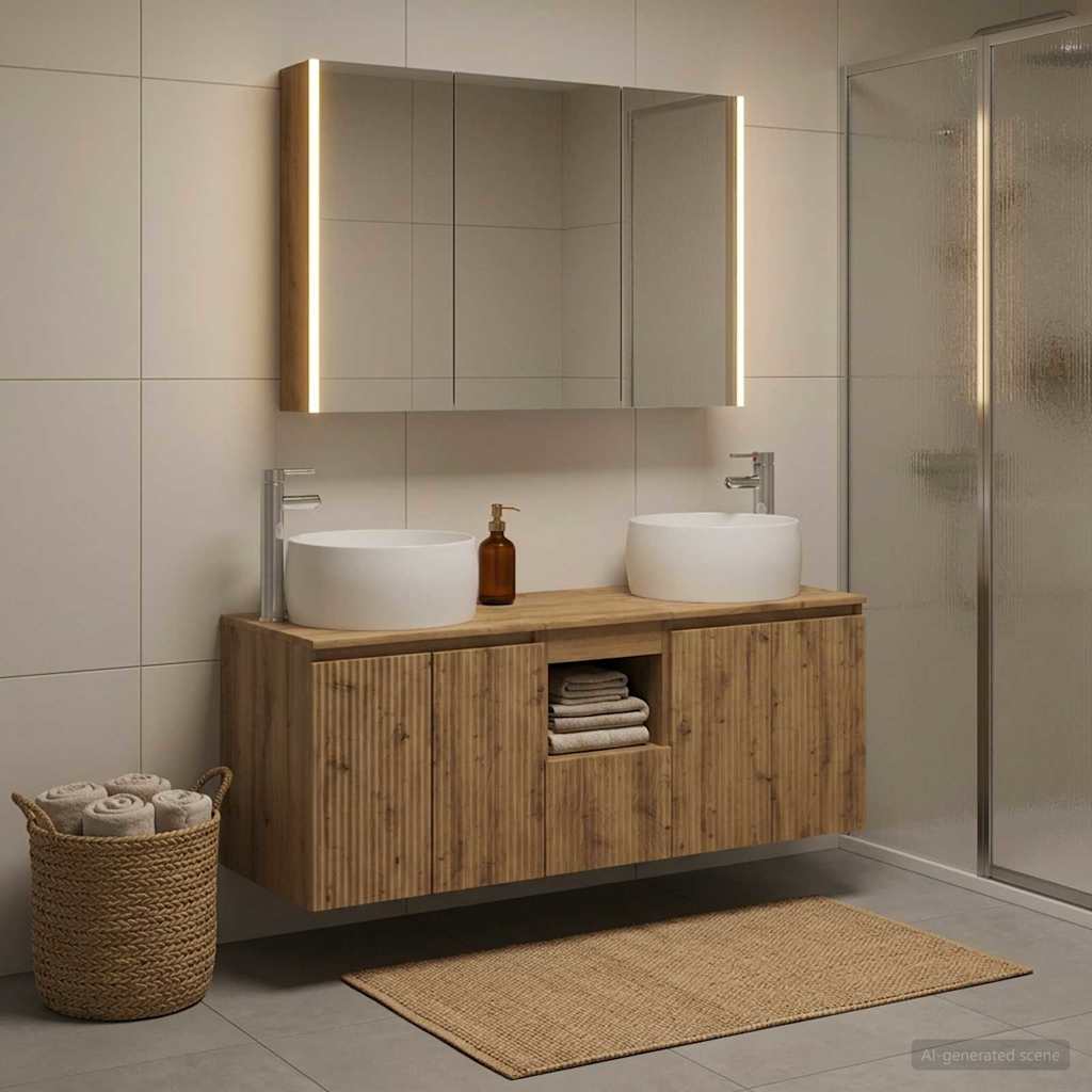 Bathroom Cabinet Set 4 pcs Artisan Oak Wood Based Material