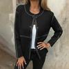 Women's Loose Comfortable Casual And Fashionable Round Neck Button Long Sleeved Stripe Jacket