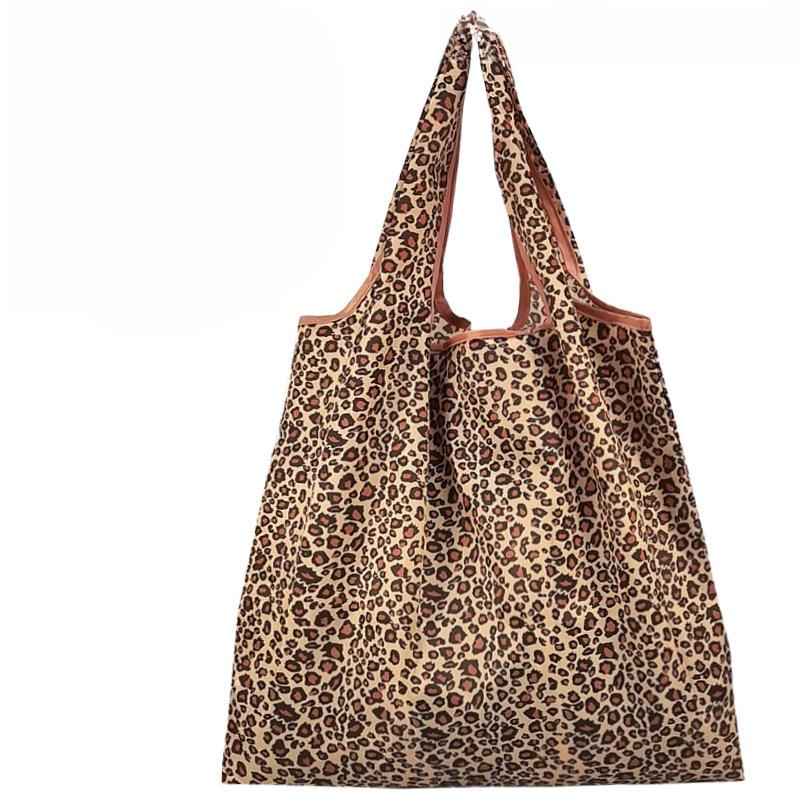 

Сумка-тоут на плечо с леопардовым принтом большой вместимости, складная нейлоновая женская сумка, фиксированные ручки