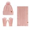 3Pcs Winter Warm Set Knit Hat Scarf Gloves Ear Protection Alpaca Wool Blend Women Cold Weather Riding Gear Multi Color