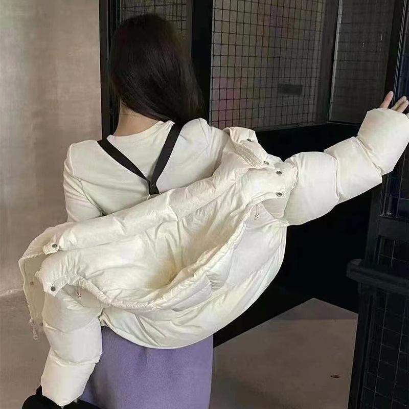 Tide brand down jacket women's short 2024 winter fashion two wear straps thickened white duck down bread jacket