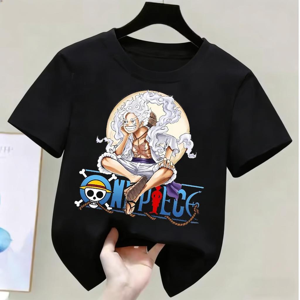 One Piece Monkey D Luffy Kids Cotton TShirt Adult Boys Girls Family Matching Casual Tee Cute Anime Print Summer Tops for Fans