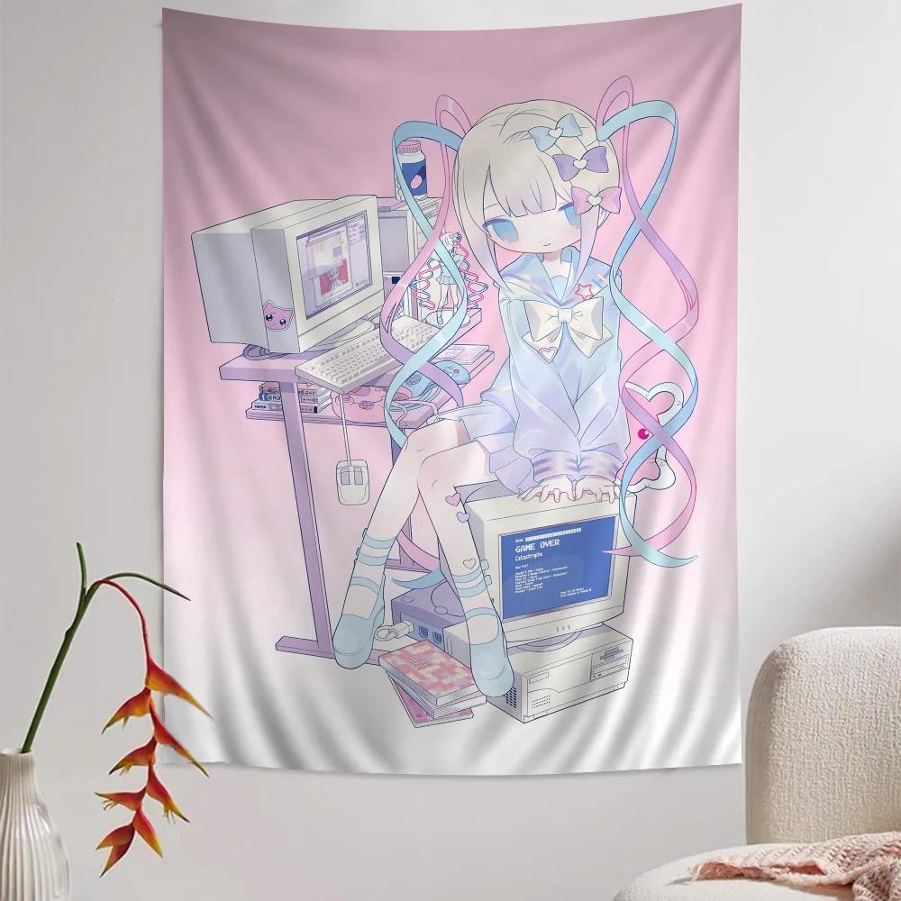 VIKAMA Cyber Yandere Girl Wandteppich Y2K Ästhetisches Design Perfekt für Kawaii Dekoration Schlafzimmer Wandgestaltung und Fotokulisse