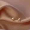 S925 Sterling Silver Flower Design Shell Bead Stud Earrings Elegant All-Match Flower Mini Earrings Women