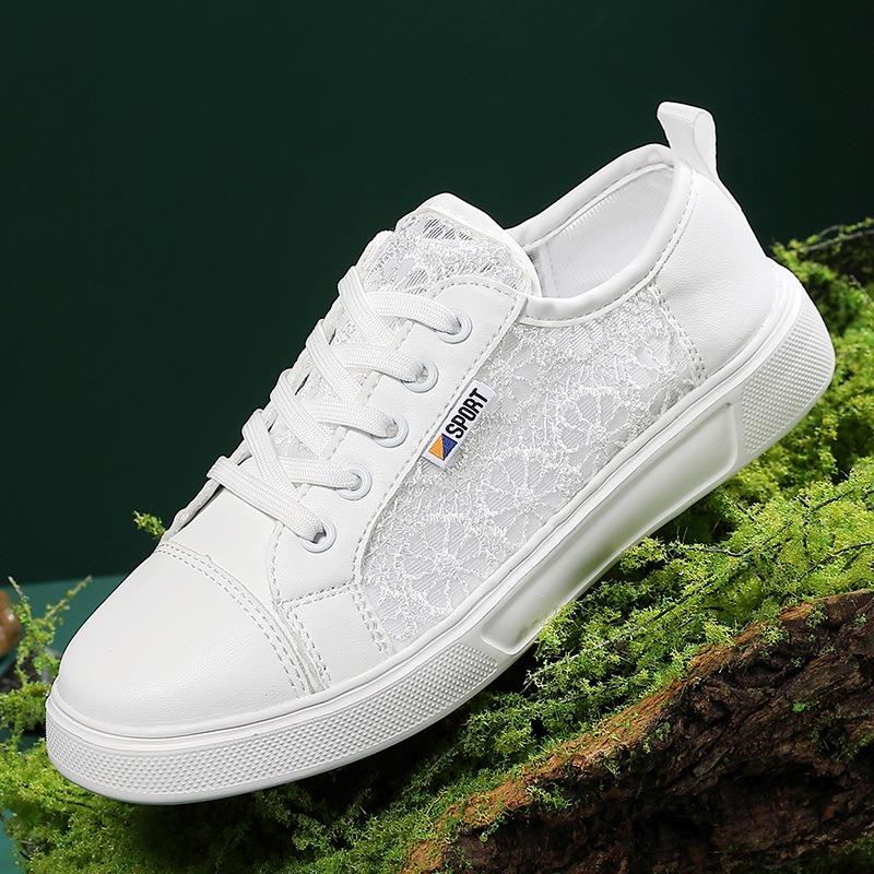 Summer New Lace Breathable Little White Shoes Schoolgirl Shoes Mesh Canvas Shoes Flat Baseplate Shoes