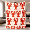 1 Stück Rote australische Hummer-Muster Flanell-Kuscheldecke | Weich, Atmungsaktiv, Nicht bleichbar, Ideal für Wohnkultur, Sofa, Schlafzimmer, Büro, Wohnheim - Versa