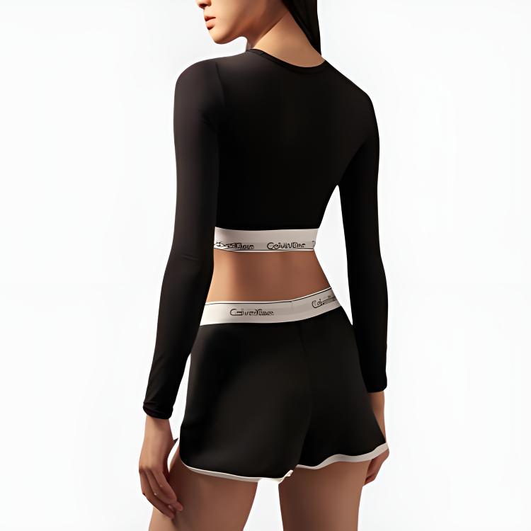 Calvin Klein Modern Gravity Gürtel Rundhals Einfach Bequem Buchstaben Langarm Basic Shirt Damen Tops Space-Black QF8009-UB1