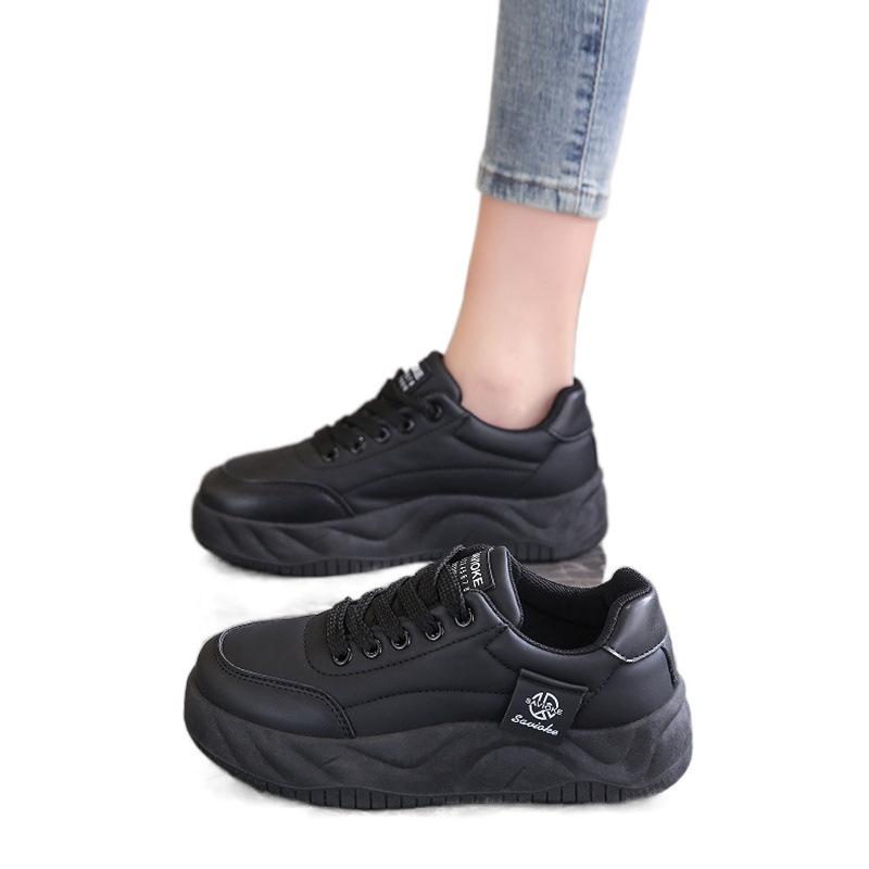 All Black Sneakers Kitchen Dining Room Soft-soled Shoes Student Sneakers