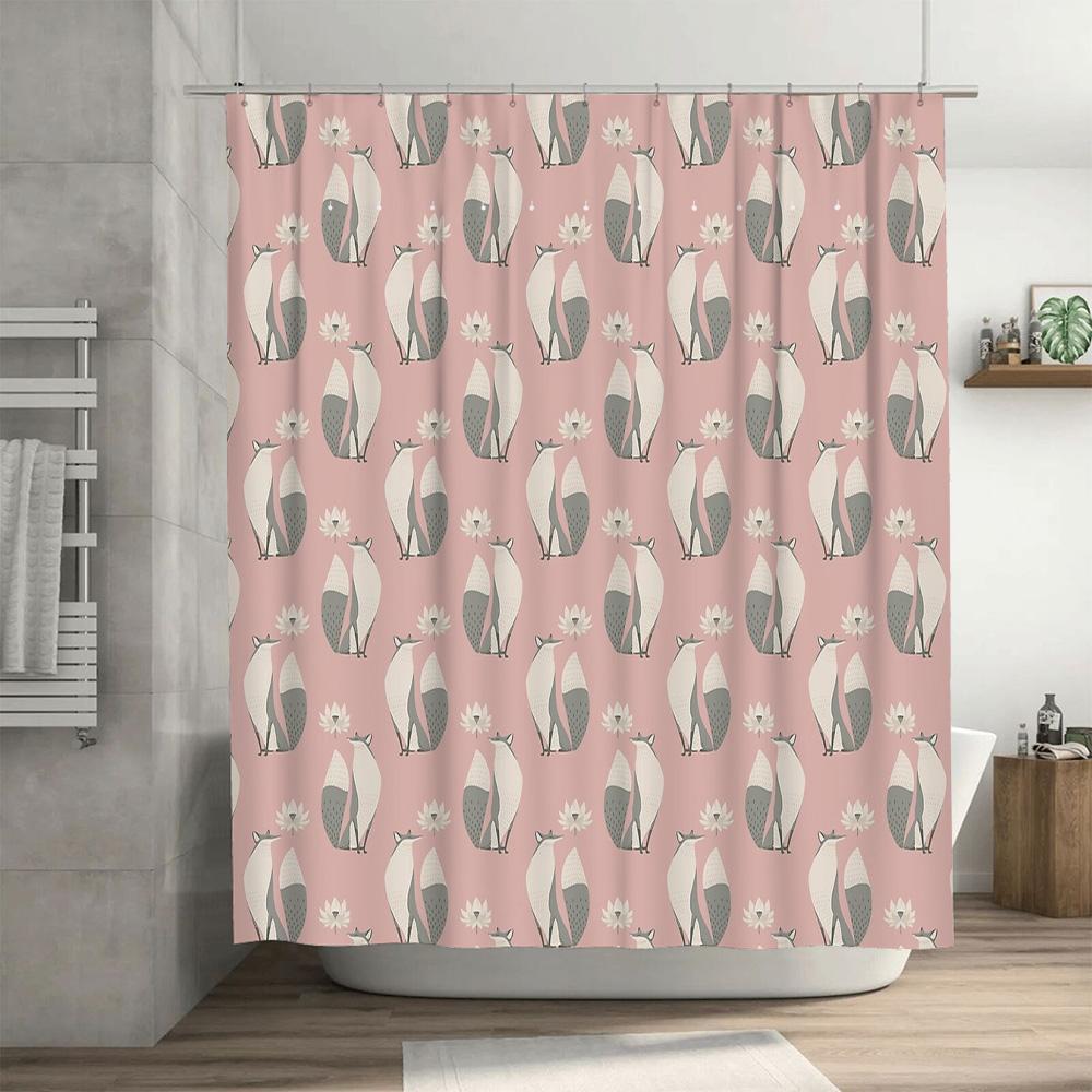 Cat Shower Curtain Cute Kitten Bathroom Decor Animal Lover Gift Home Decor Farmhouse Style Waterproof Fabric Shower Curtain Set