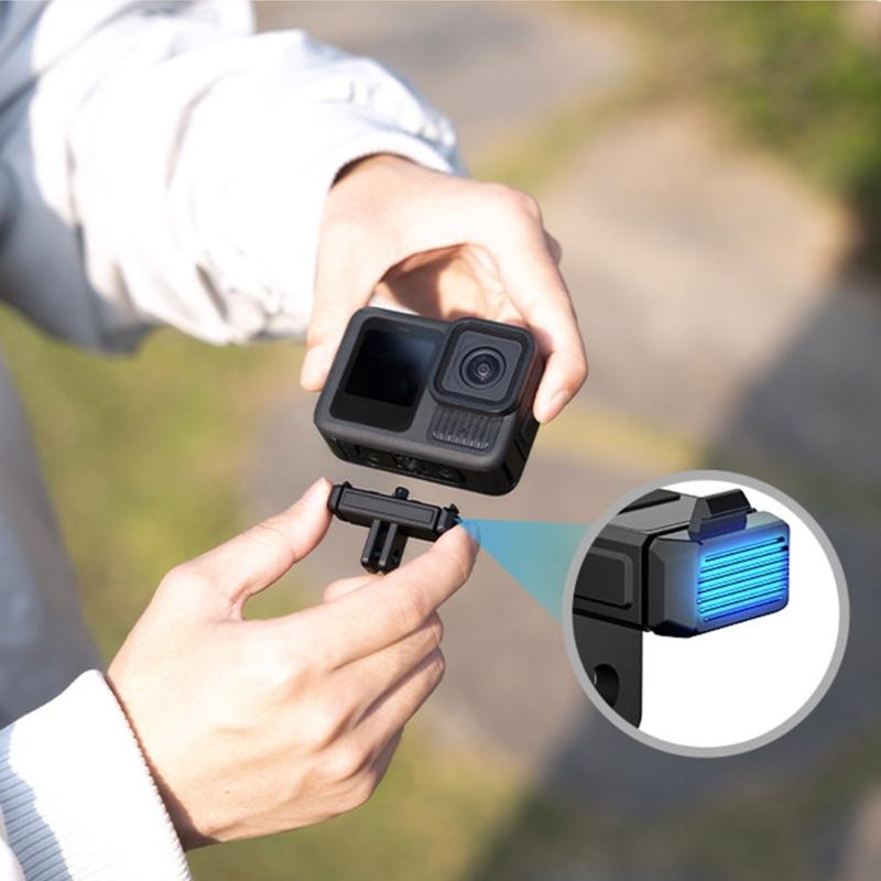 Aluminum Quick Release Base For Action Camera Mount Featuring Magnetic Double Claws Interface