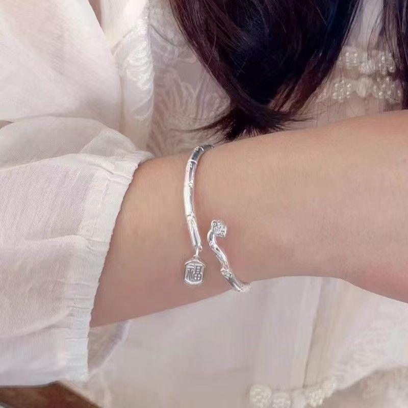 Ruyi bamboo open bracelet simple niche design high-end bracelet new Chinese style blessing bracelet light luxury