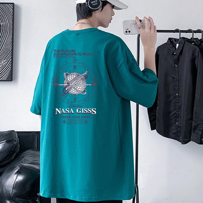 Nasa Giss Mens Oversized Drop Shoulder T-Shirt 100% Cotton Streetwear Tee