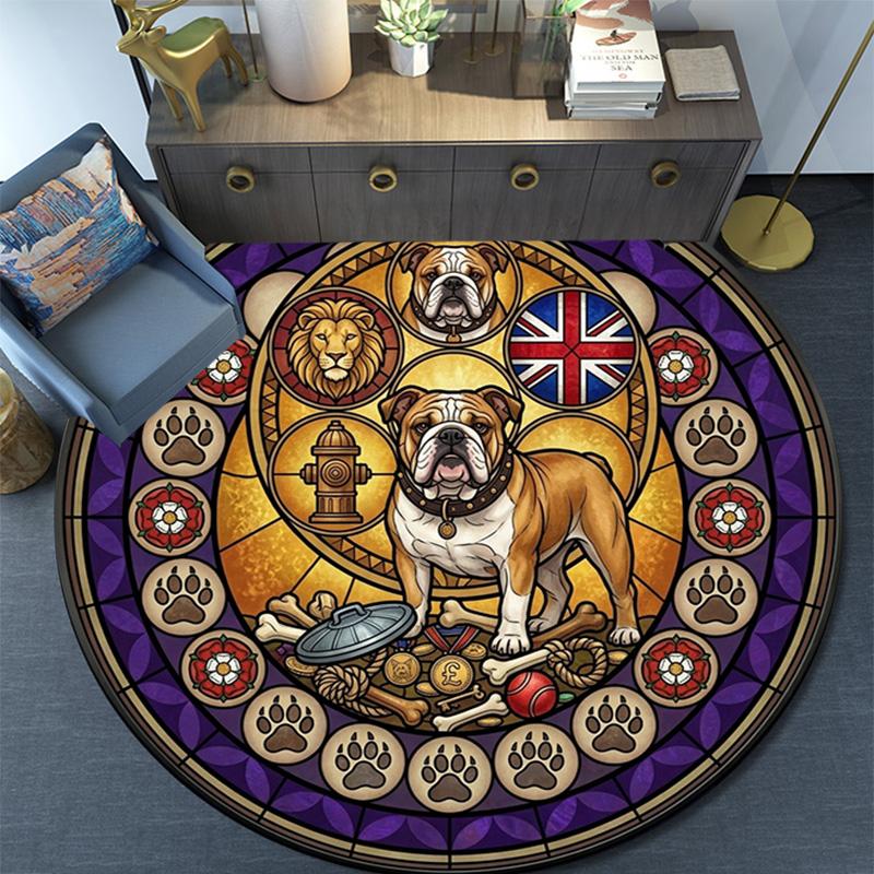 Bulldog Heritage Symbols Round Area Rug Under Office Chairs Bedroom Living Room Home Decor