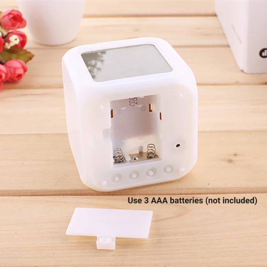 Digital Clock Multifunctional Temperature Display Alarm Clock Square Color Changing Electrical Alarm Clock for Office