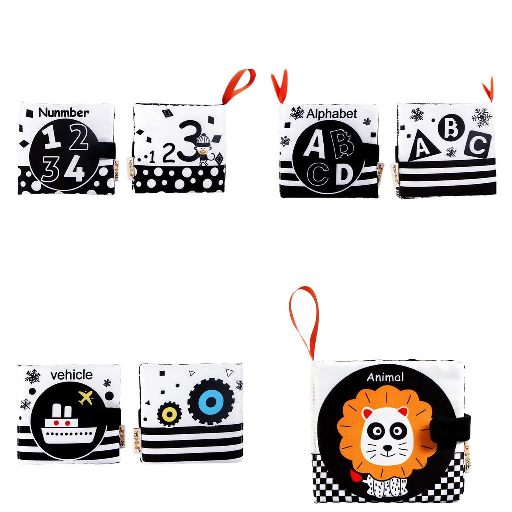 New Baby Cloth Book Black And White Number Cognitive Sound Paper Children's Early Education Book Tear-resistant Cloth Book Infant Toddler Toy