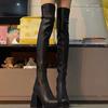 Schwarze Overknee-Stiefel mit dicken Absätzen für Damen im Punk-Stil, Herbst/Winter, klobige Plateaustiefel, Partyschuhe, Damen