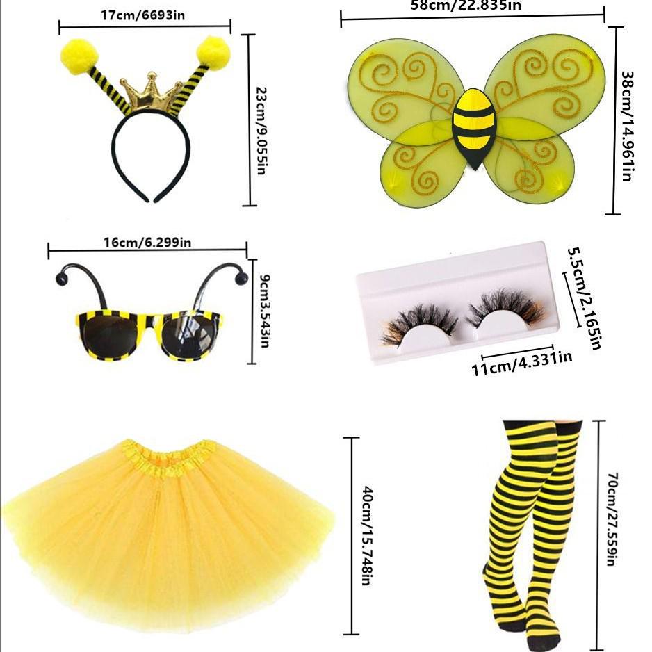 2026 Halloweenový kostým včelky Cosplay Set s křídly, pláštěm, čelenkou a brýlemi pro dospělé a děti