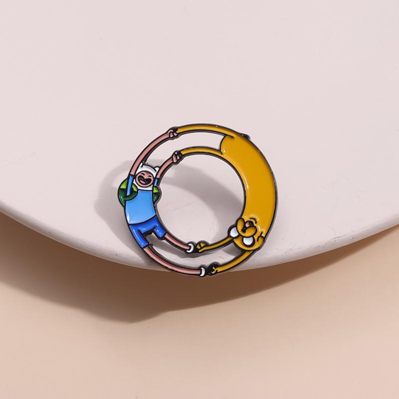 Anime Characters Enamel Pins Custom Circle Winding Brooches Lapel Badges Cartoon Animal Jewelry Gift for Kids Friends