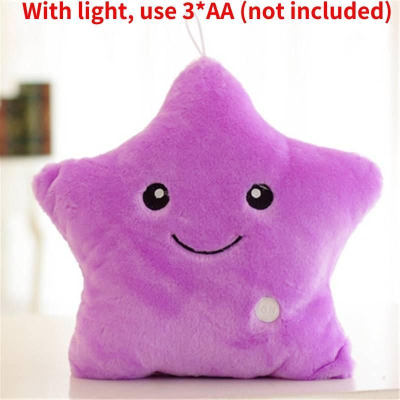 Colorful Illuminated Plush Pillows In Adorable Star Moon And Heart Shapes For Kids