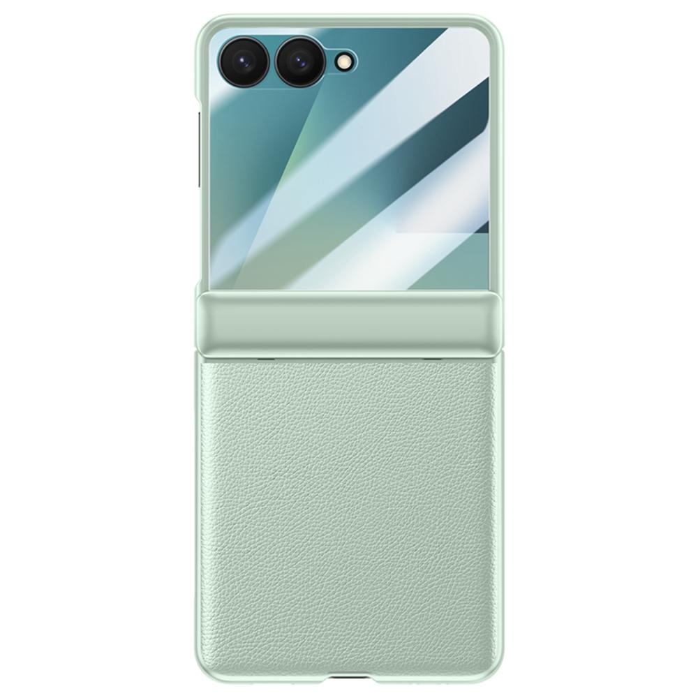 För Samsung Galaxy Z Flip7 5G Skal Läder+PC Telefonskydd HD Bakre Liten Skärmskydd