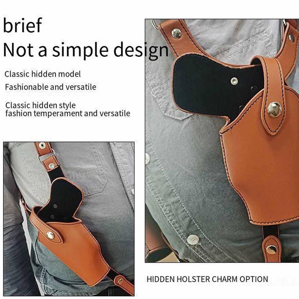 Leather Concealed Carry Shoulder Holster – Underarm Universal G17 1911 Case with Magazine Bag for Outdoor Shooting and Hunting