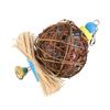 Bird Parrot Chewing Toy Natural Rattan Ball Toys for Small Birds with Paper Strips