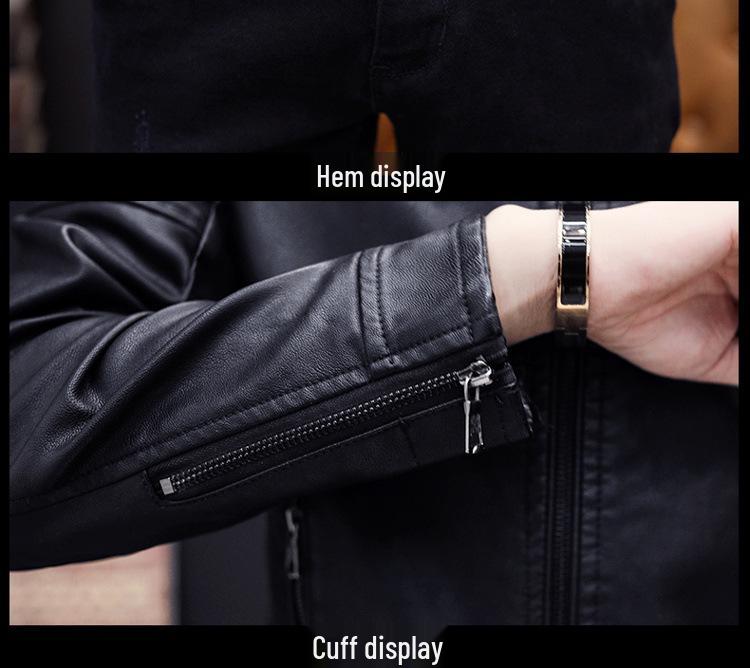 Men's Slim Fit PU Leather Jacket - Spring/Autumn Korean Style Stand Collar Outerwear