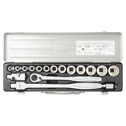 TONE 750M Socket Wrench Set, 12.7mm (1/2") Drive, Silver, Includes 17 Pieces