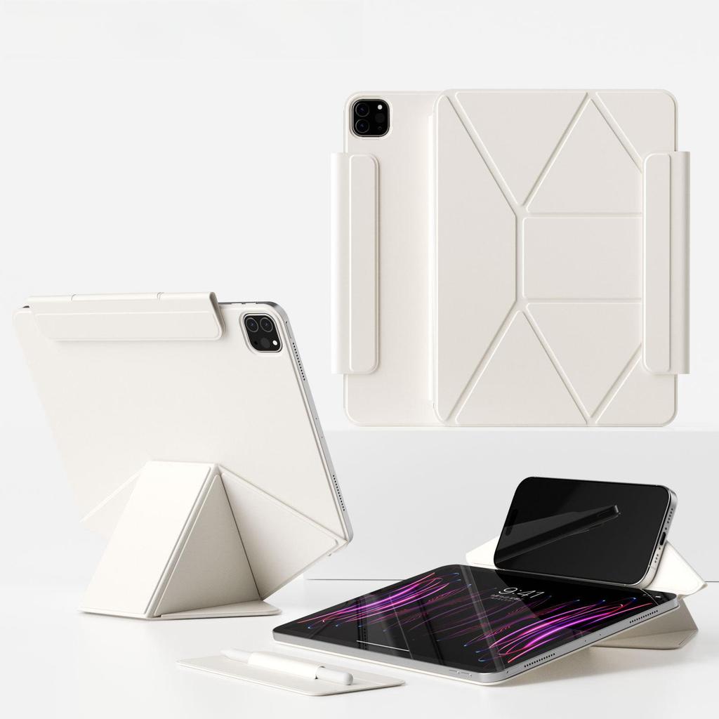2026 JUNCHI for iPad Magnetic Multi-Angle Stand Detachable Pen Holder Slim Anti-Bend Case