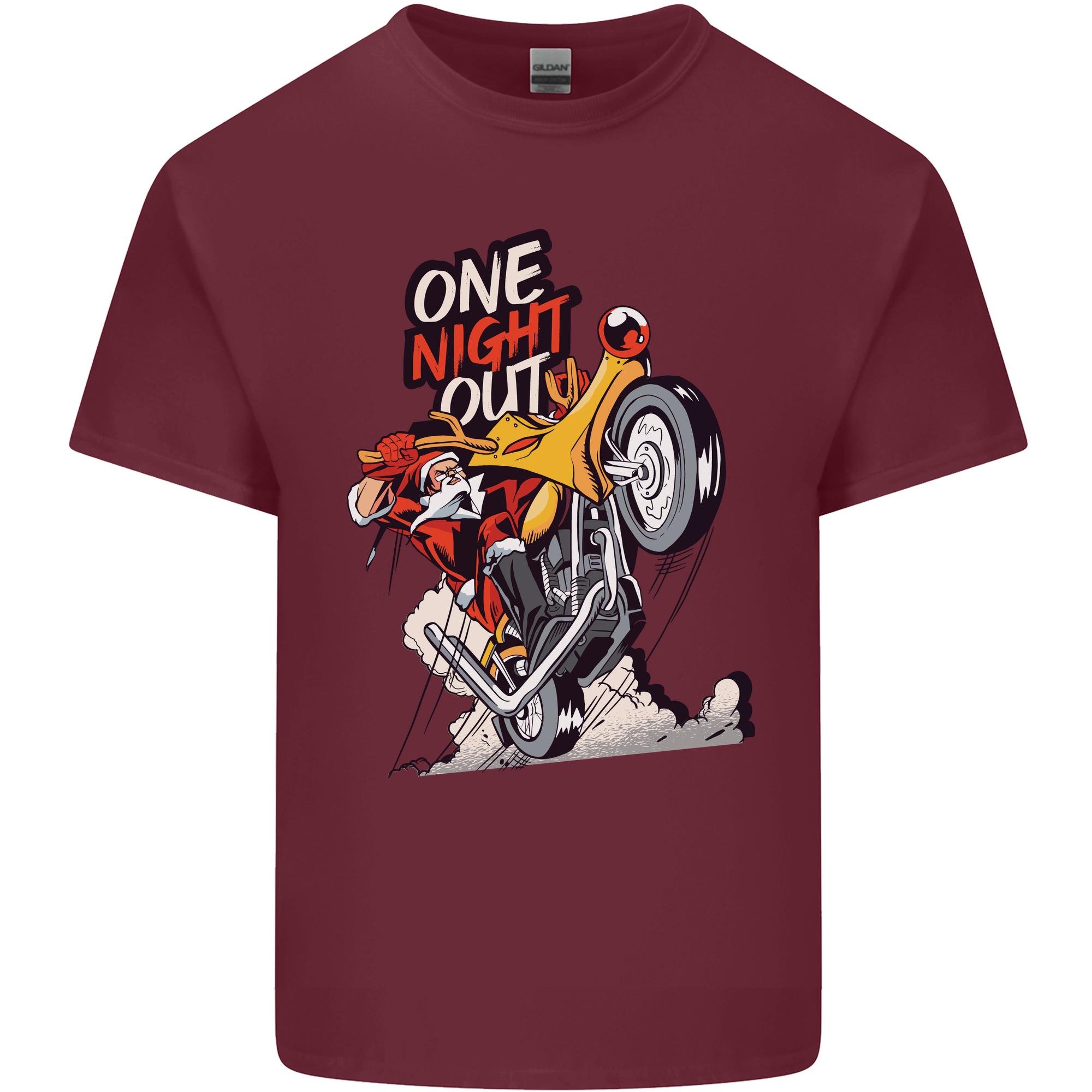 Biker Santa One Night Out Christmas Motorcycle Unisexs Light Cotton TShirt S