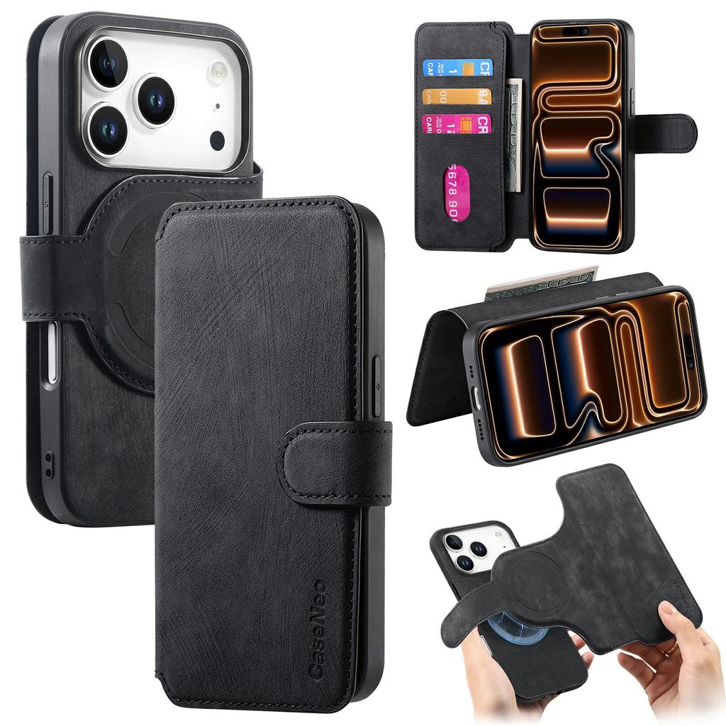 CASENEO MW-03 For iPhone 17 Pro Max Case with Detachable Wallet Leather + TPU Phone Cover