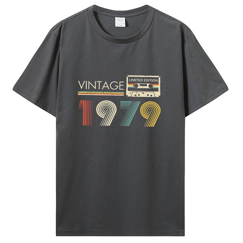 Vintage 1979 Limited Edition Birthday Print T Shirt Graphic T Shirt High Quality Mens and Womens Short Sleeved T Shirt Men Top