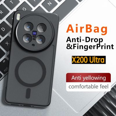 X200Ultra for Magsafe Shockproof Matte Case for VIVO X200 Ultra Wireless Charging Magnetic Hard Bumper Cover Shell V2454A