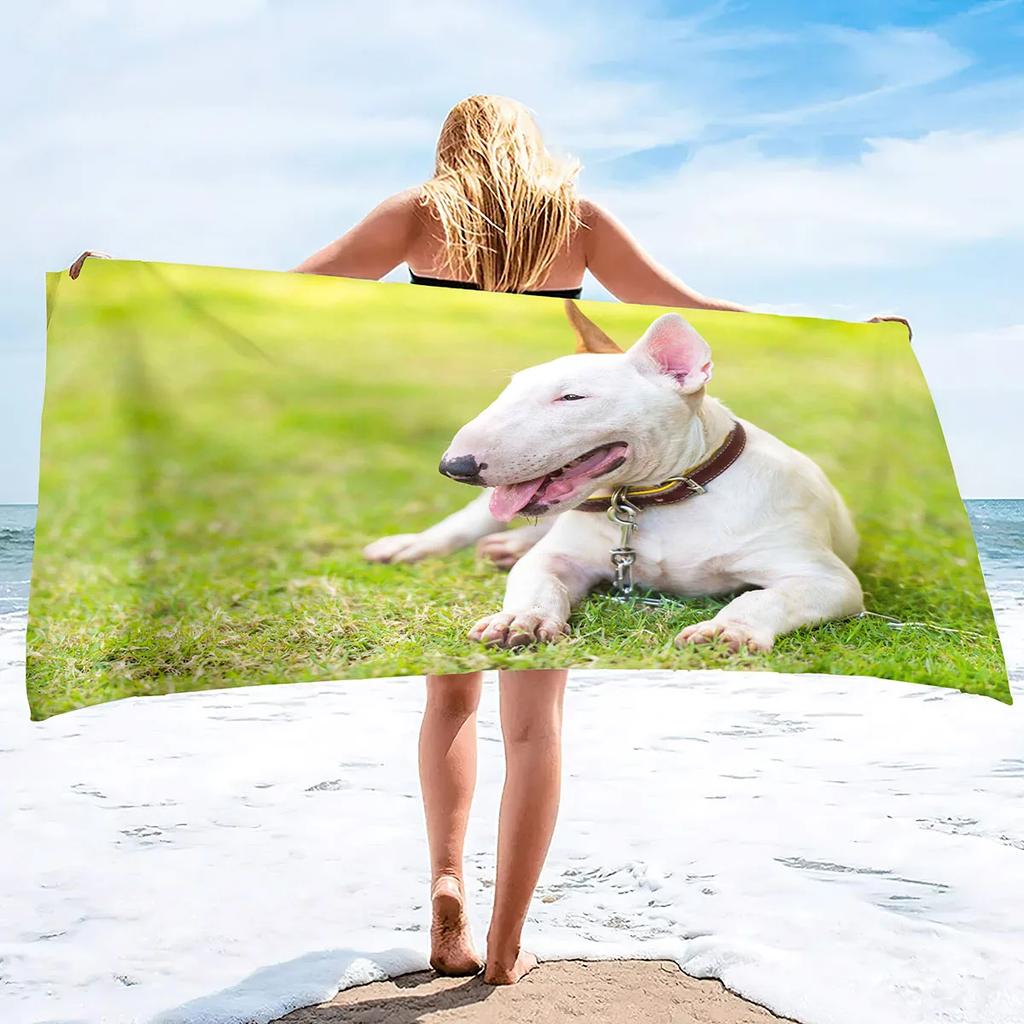 Bull Terrier Print Large Beach Towel for Bath Travel Outdoors Lightweight Soft Towels Super Absorbent Sandproof Quick Dry Towel