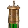 Hanging Kerosene Oil Lantern Lamp Made of Brass for Camping Ship Tent Green Glass