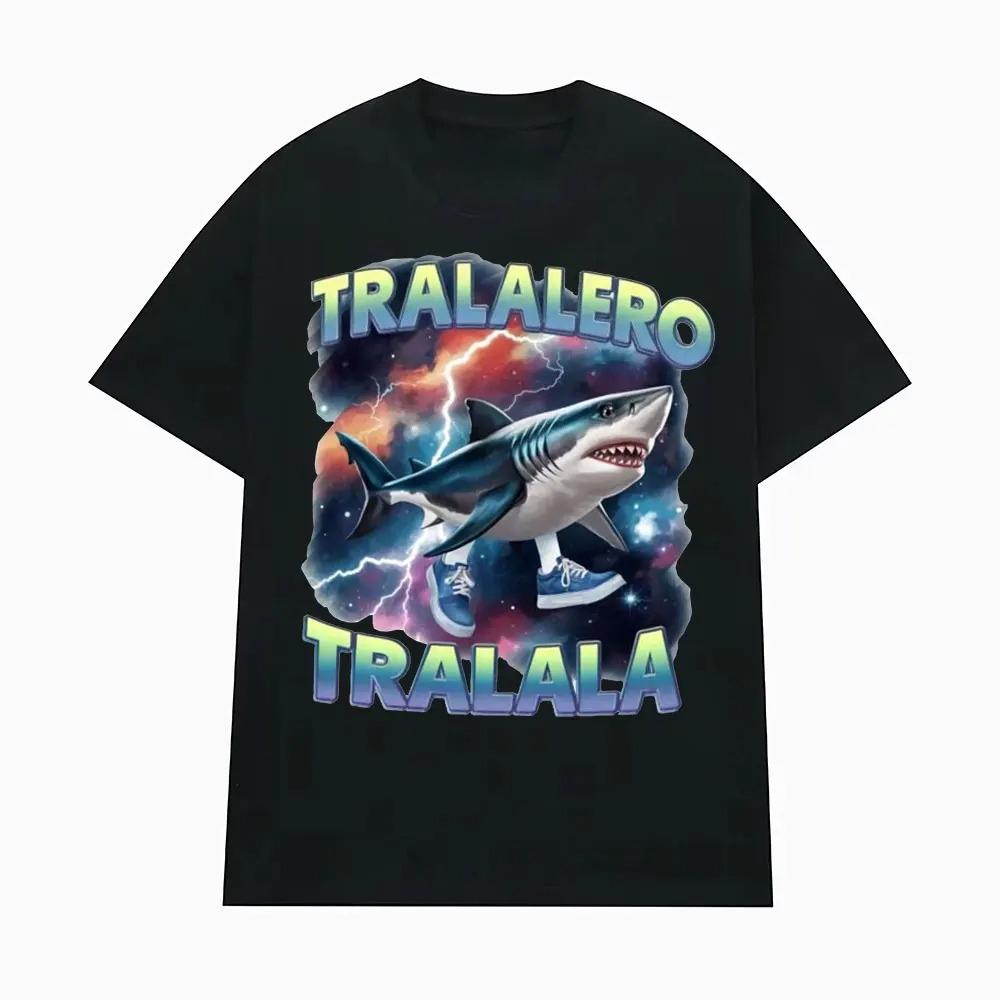 Funny Shark Expression Pack Tshirt Gift Women Fashion Gothic Retro Tshirt Casual Humor Tshirt Womens Clothing Fashion YK Top