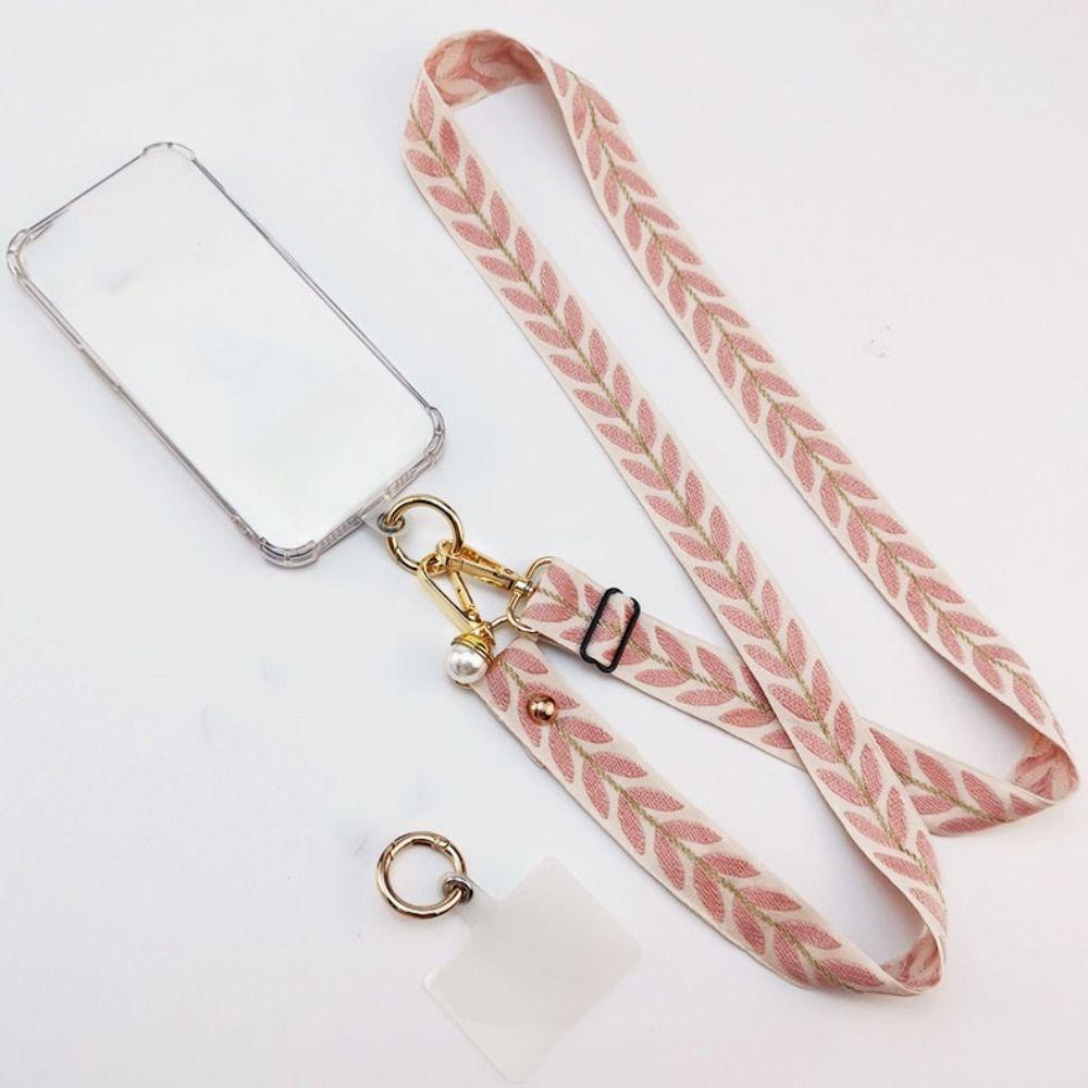 Pearl Pendant Phone Antilost Lanyard Wide Cloth Cell Phone Lanyard Long Phone Strap Necklace Cord