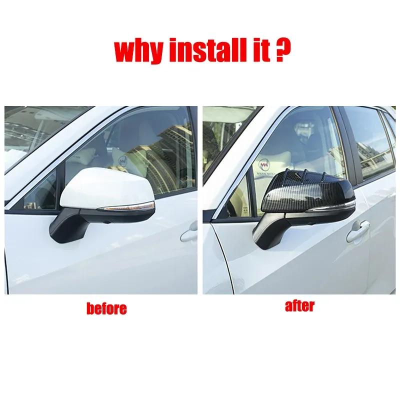 For Toyota Grand Highlander 2024 2025 Black Car Side Rearview Mirror Cover Rear View Mirror Rain Eyebrow Board Sunshade Cover