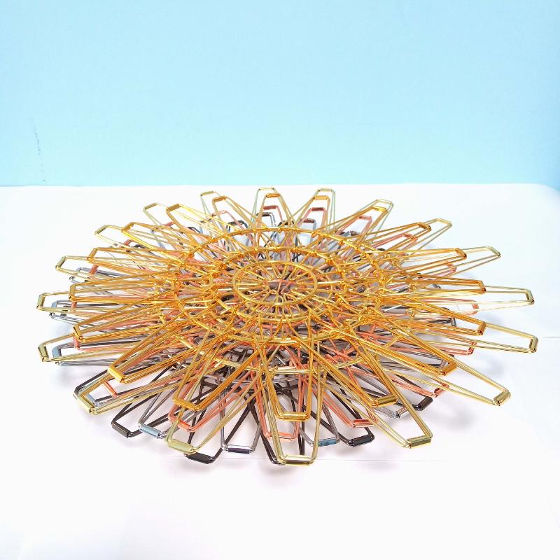 Foldable Fruit Bowl Large Capacity Foldable Creative Fruit Basket Scalable Iron Wire Basket Desktop Storage Hollow Basket