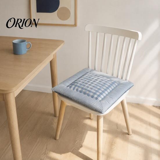 Chair Cushion for Dining Room Square Plaid Pad with Ties, Cotton Linen Breathable Seat Cushion, Buffalo Check Home Office Chair, 16 X Inch Non