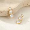 Stainless Steel Mixed Cut CZ Drop Earrings 18K Gold Plated Round Pear Round CZ Dangle Statement Earrings Fashion Jewelry
