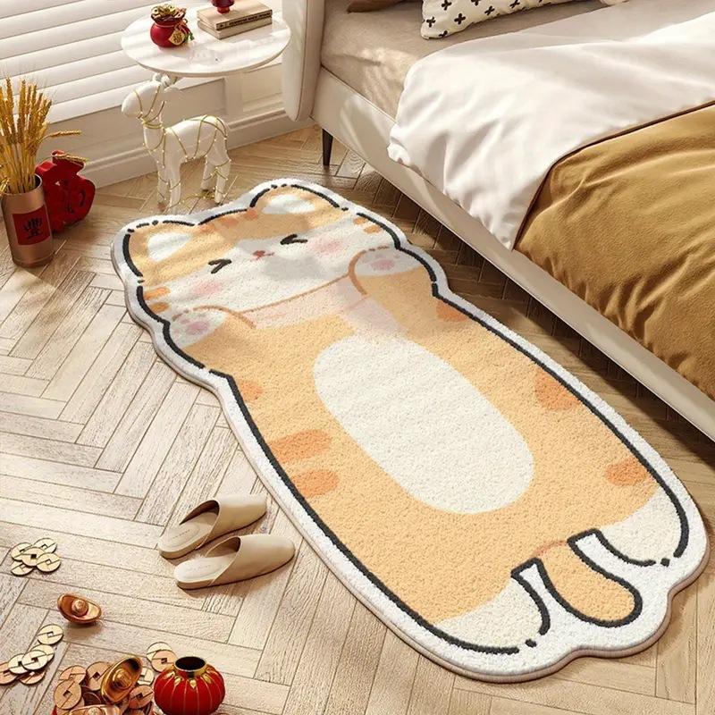 Cartoon Acrylic Fluffy Cute Cat Bedside Blanket Bedroom Rug Absorbent Non-slip Floor Mat Cool-resistant Slip-resistant
