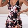 2026 European and American New Women's One-piece Printed Swimsuit, Belly and Thin Backless Fashion Skirt-style One-piece Swimsuit